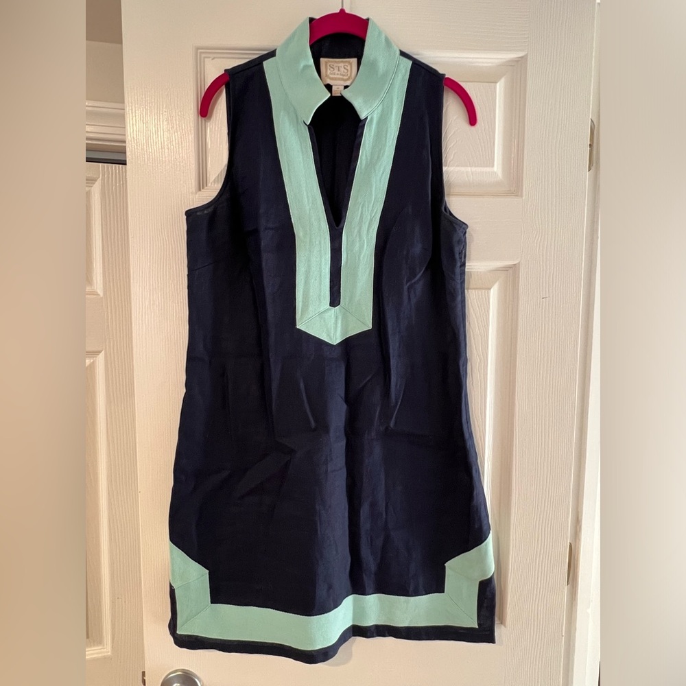 Sail to Sable navy and turquoise dress